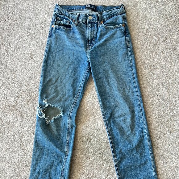 GAP Womens 90s Loose Mid Rise Straight Leg Jeans Size 00 - Picture 1 of 3